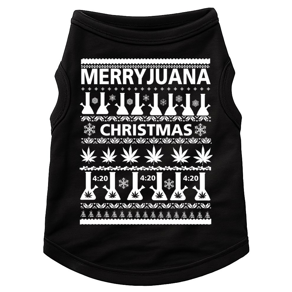 Merryjuana Weed Ugly Christmas Sweater Doggie Tank