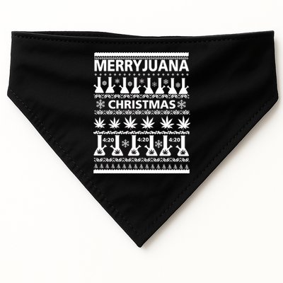 Merryjuana Weed Ugly Christmas Sweater USA-Made Doggie Bandana