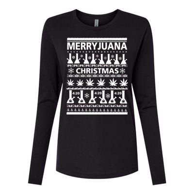 Merryjuana Weed Ugly Christmas Sweater Womens Cotton Relaxed Long Sleeve T-Shirt