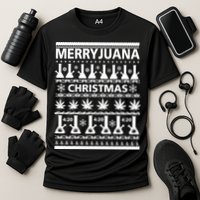 Merryjuana Weed Ugly Christmas Sweater Cooling Performance Crew T-Shirt
