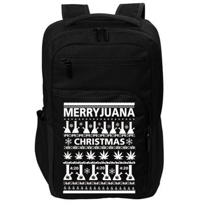 Merryjuana Weed Ugly Christmas Sweater Impact Tech Backpack