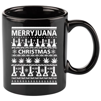 Merryjuana Weed Ugly Christmas Sweater 11oz C Handle Ceramic Mug