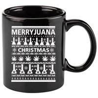 Merryjuana Weed Ugly Christmas Sweater 11oz C Handle Ceramic Mug