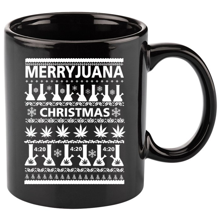 Merryjuana Weed Ugly Christmas Sweater 11oz C Handle Ceramic Mug