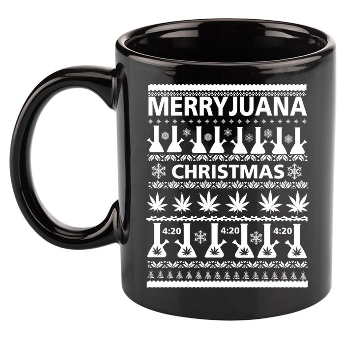 Merryjuana Weed Ugly Christmas Sweater 11oz C Handle Ceramic Mug