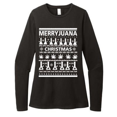 Merryjuana Weed Ugly Christmas Sweater Womens CVC Long Sleeve Shirt