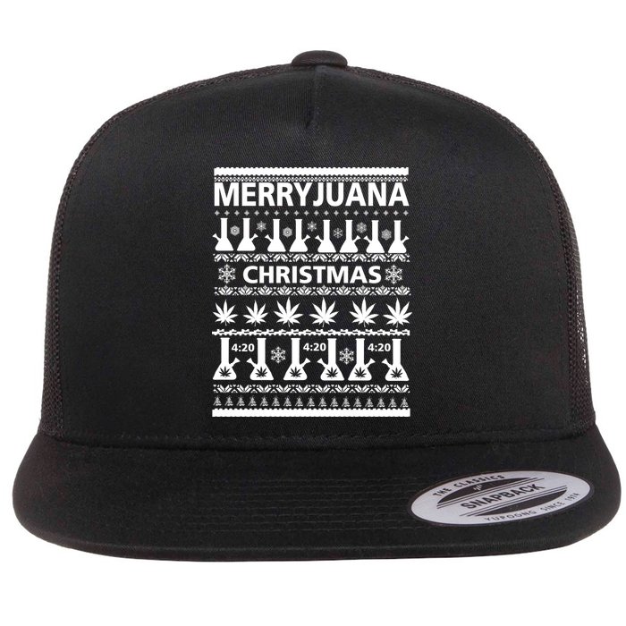 Merryjuana Weed Ugly Christmas Sweater Flatbill Hat
