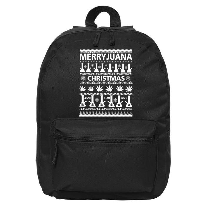 Merryjuana Weed Ugly Christmas Sweater 16 in Basic Backpack