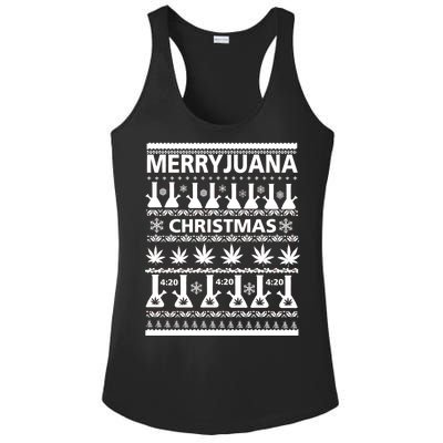 Merryjuana Weed Ugly Christmas Sweater Ladies PosiCharge Competitor Racerback Tank