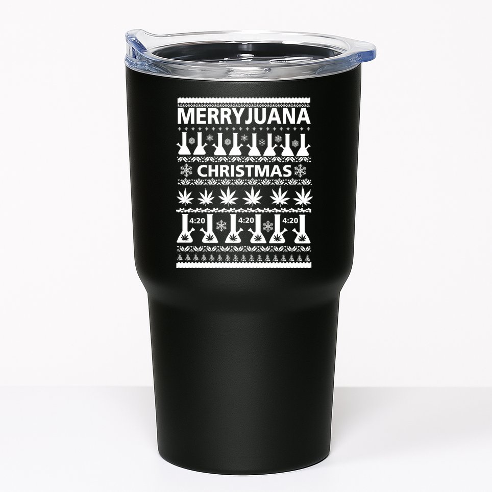 Merryjuana Weed Ugly Christmas Sweater Tumbler
