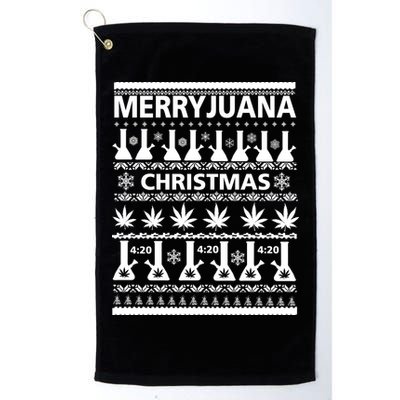 Merryjuana Weed Ugly Christmas Sweater Golf Towel
