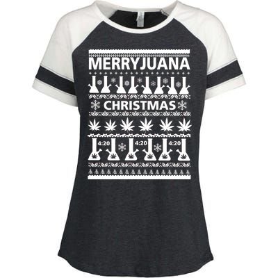 Merryjuana Weed Ugly Christmas Sweater Enza Ladies Jersey Colorblock Tee