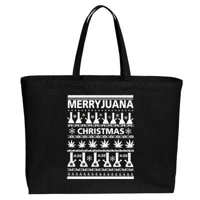 Merryjuana Weed Ugly Christmas Sweater Cotton Canvas Jumbo Tote