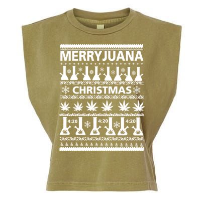 Merryjuana Weed Ugly Christmas Sweater Garment-Dyed Women's Muscle Tee