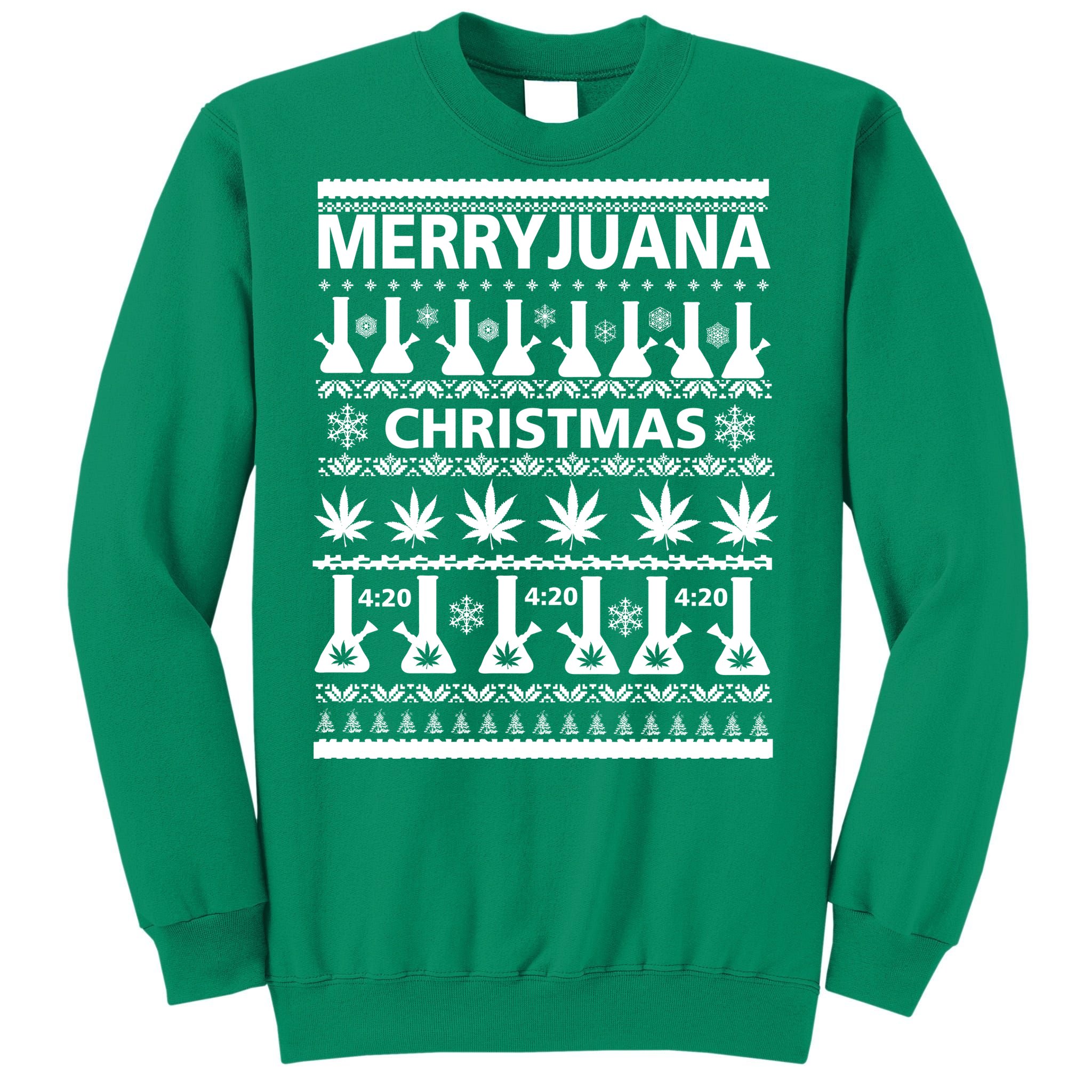 Merryjuana Weed Ugly Christmas Sweater Sweatshirt TeeShirtPalace