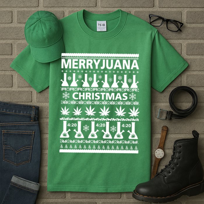 Merryjuana Weed Ugly Christmas Sweater Tall T-Shirt