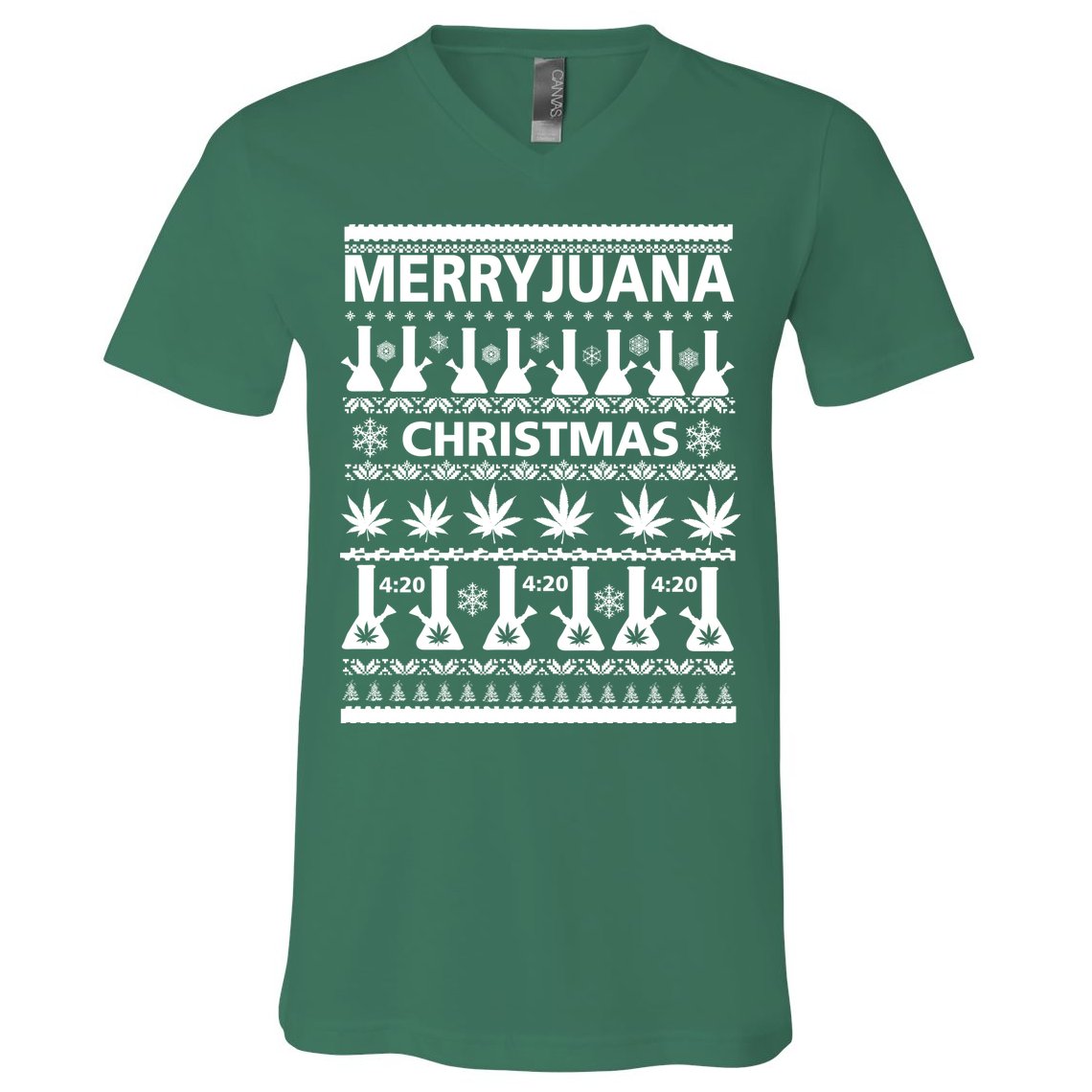 Merryjuana Weed Ugly Christmas Sweater V-Neck T-Shirt