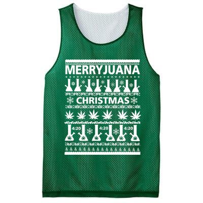 Merryjuana Weed Ugly Christmas Sweater Mesh Reversible Basketball Jersey Tank