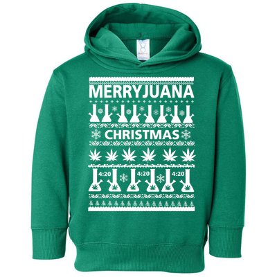 Merryjuana Weed Ugly Christmas Sweater Toddler Hoodie