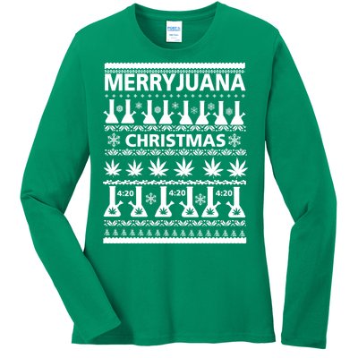 Merryjuana Weed Ugly Christmas Sweater Ladies Long Sleeve Shirt