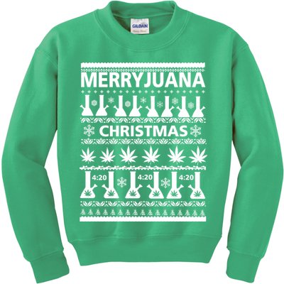 Merryjuana Weed Ugly Christmas Sweater Kids Sweatshirt