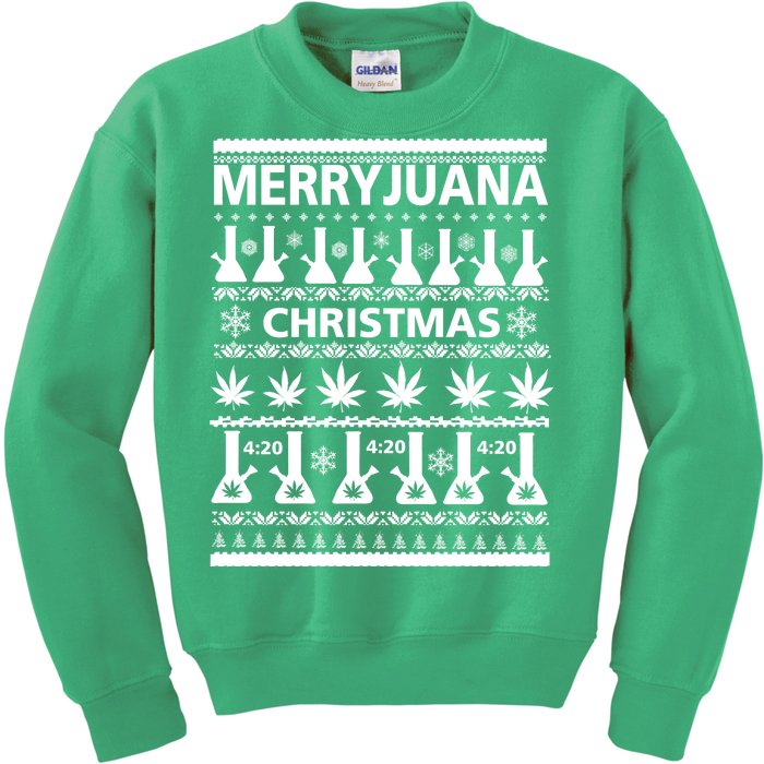 Merryjuana Weed Ugly Christmas Sweater Kids Sweatshirt