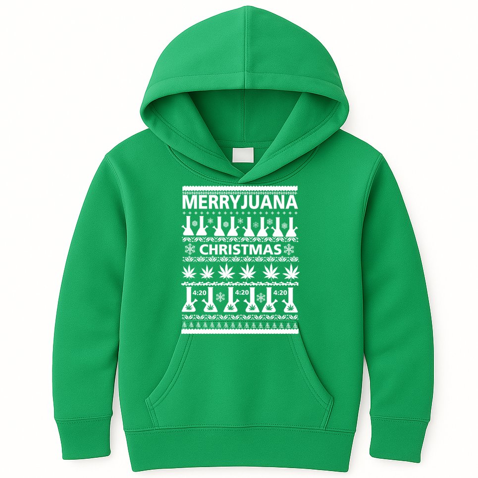 Merryjuana Weed Ugly Christmas Sweater Kids Hoodie