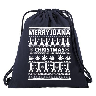 Merryjuana Weed Ugly Christmas Sweater Drawstring Bag