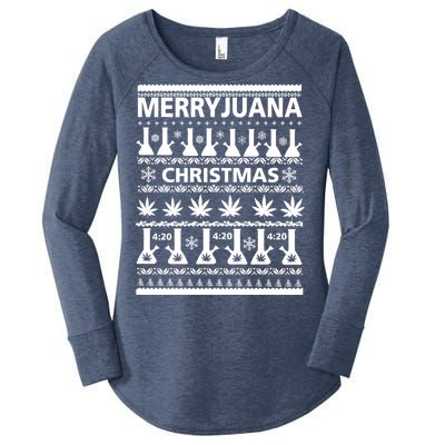 Merryjuana Weed Ugly Christmas Sweater Women's Perfect Tri Tunic Long Sleeve Shirt