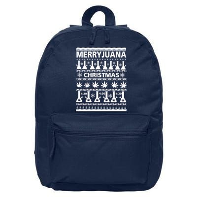 Merryjuana Weed Ugly Christmas Sweater 16 in Basic Backpack