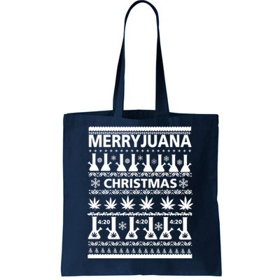 Merryjuana Weed Ugly Christmas Sweater Tote Bag