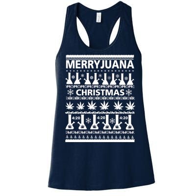 Merryjuana Weed Ugly Christmas Sweater Women's Racerback Tank