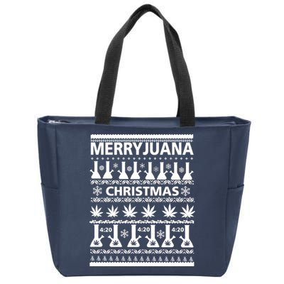 Merryjuana Weed Ugly Christmas Sweater Zip Tote Bag