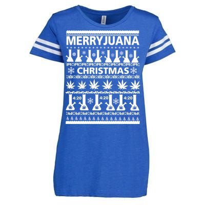 Merryjuana Weed Ugly Christmas Sweater Enza Ladies Jersey Football T-Shirt