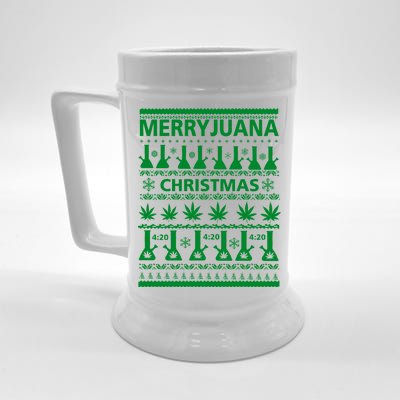 Merryjuana Weed Ugly Christmas Sweater Beer Stein