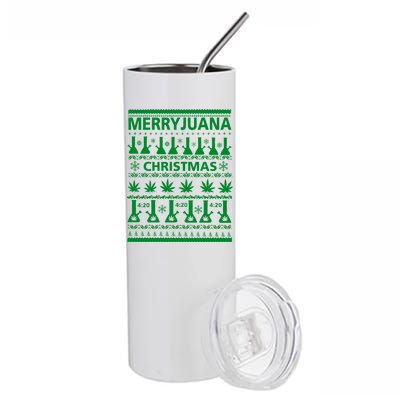 Merryjuana Weed Ugly Christmas Sweater Stainless Steel Tumbler