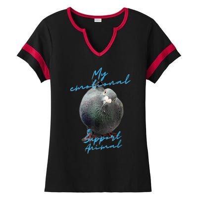 My Emotional Support Pigeon Ladies Halftime Notch Neck Tee