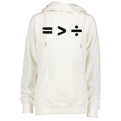 Math Equality Sign Greater Than Division Sign Equal Rights Gift Womens Funnel Neck Pullover Hood