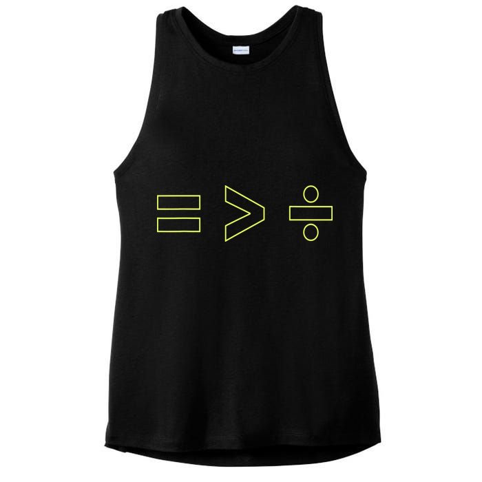 Math Equality Sign, Greater Than Division Sign Ladies PosiCharge Tri-Blend Wicking Tank