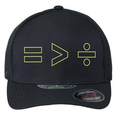 Math Equality Sign, Greater Than Division Sign Flexfit Unipanel Trucker Cap