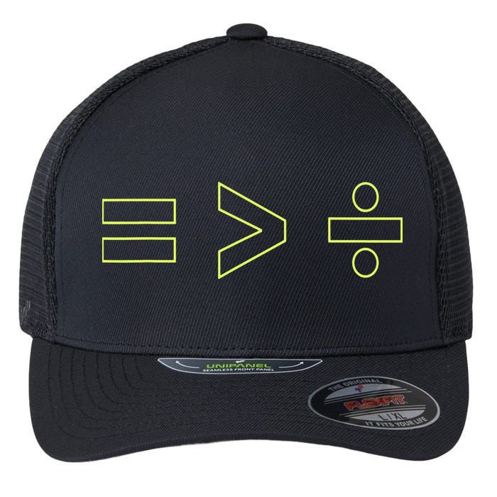 Math Equality Sign, Greater Than Division Sign Flexfit Unipanel Trucker Cap