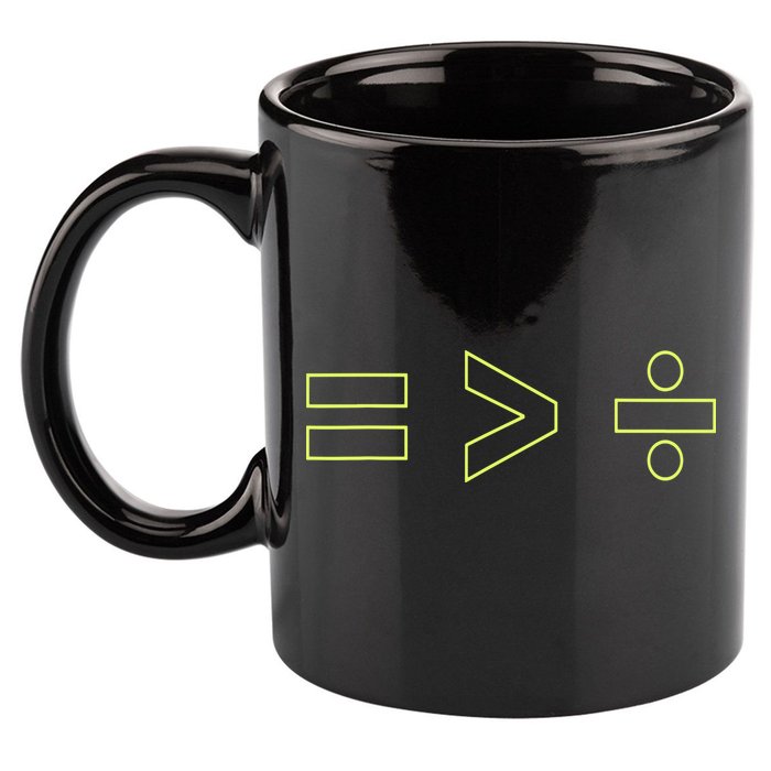 Math Equality Sign, Greater Than Division Sign 11oz C Handle Ceramic Mug