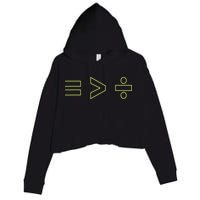 Math Equality Sign, Greater Than Division Sign Crop Fleece Hoodie