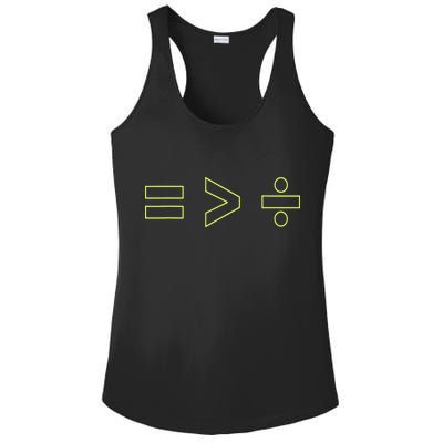Math Equality Sign, Greater Than Division Sign Ladies PosiCharge Competitor Racerback Tank