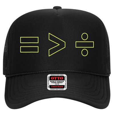 Math Equality Sign, Greater Than Division Sign Trucker Hat