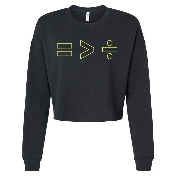 Math Equality Sign, Greater Than Division Sign Cropped Pullover Crew