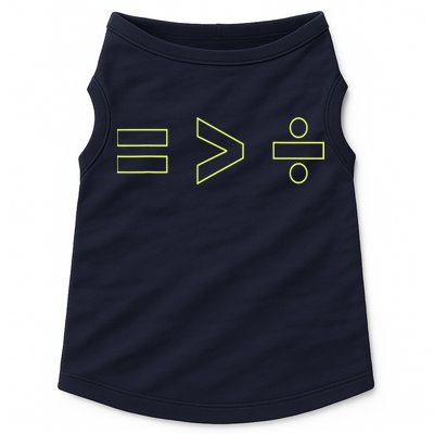 Math Equality Sign, Greater Than Division Sign Doggie Tank