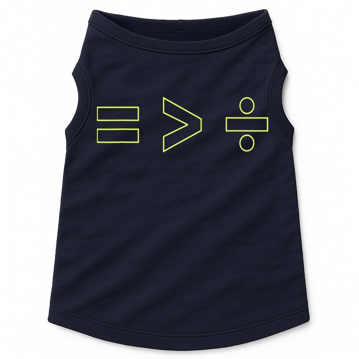 Math Equality Sign, Greater Than Division Sign Doggie Tank