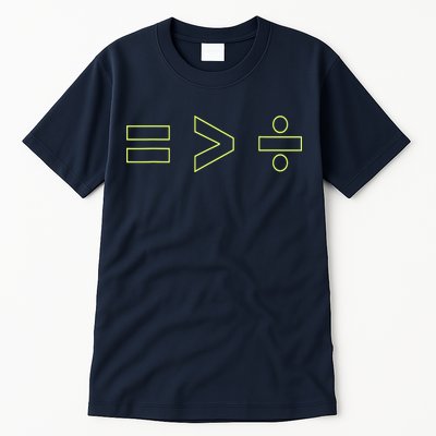 Math Equality Sign, Greater Than Division Sign Tall T-Shirt