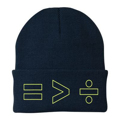 Math Equality Sign, Greater Than Division Sign Beanie